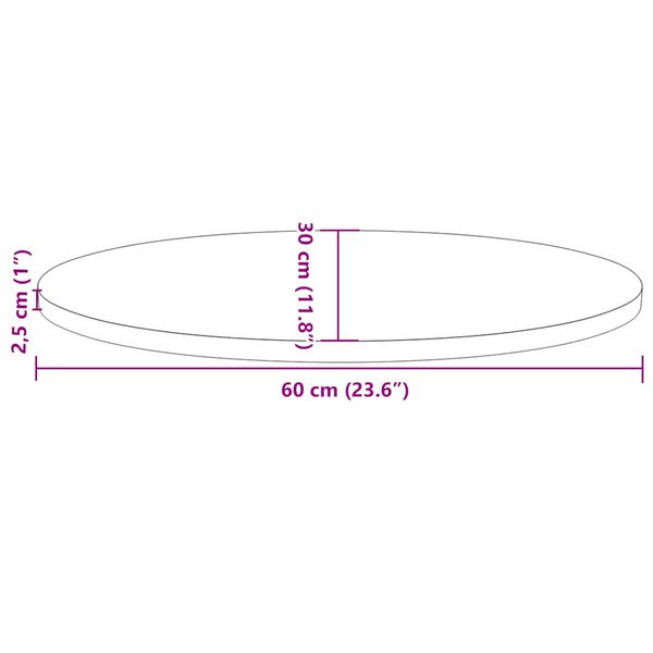 vidaXL Επιφάνεια Τραπεζιού Οβάλ Λευκή 60x30x2,5 εκ. Μασίφ Ξύλο Πεύκου