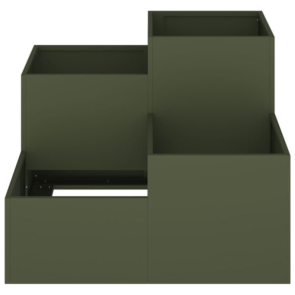 vidaXL Κηπουρική Γλάστρα 80x80x60 εκ. Πράσινος Ελαιόδεντρο Ατσάλι