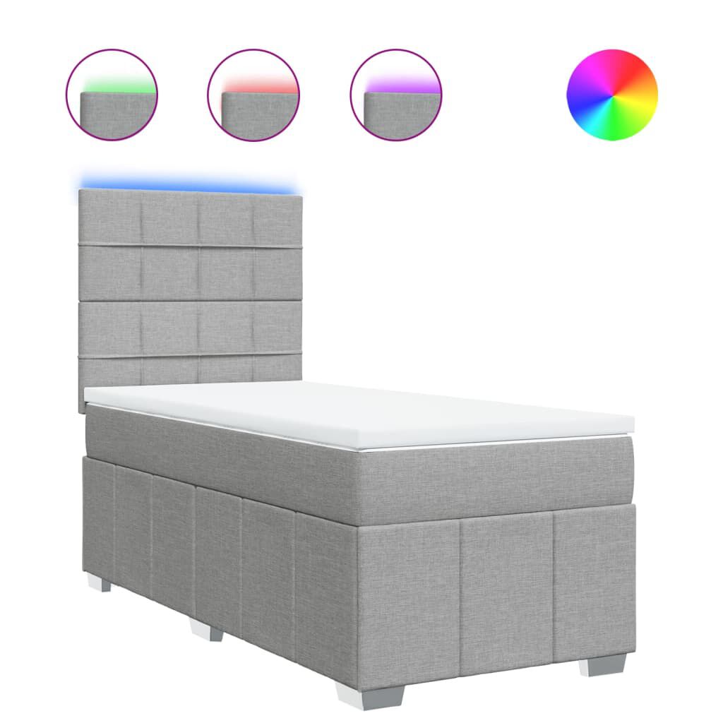 vidaXL Κρεβάτι Boxspring με Στρώμα Ανοιχτό Γκρι 100x200 εκ. Υφασμάτινο