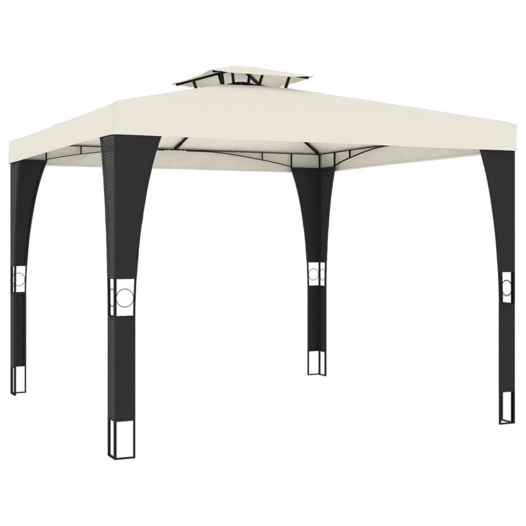 vidaXL Κιόσκι με Διπλή Οροφή Κρεμ 2,98x2,98 μ. Ατσάλινο
