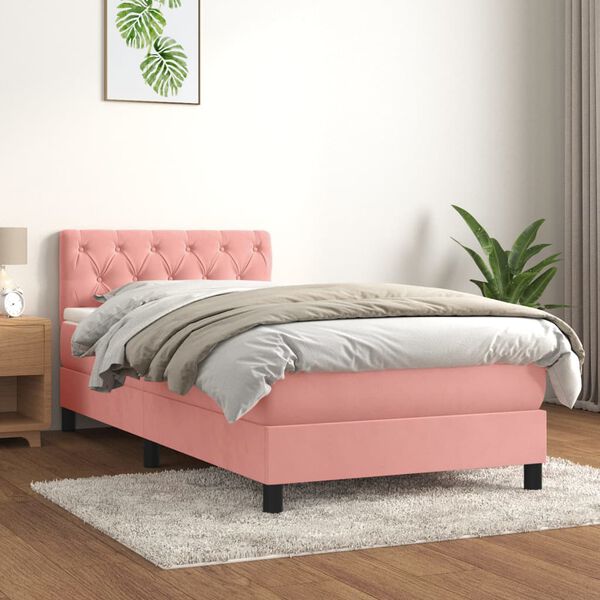 vidaXL &Kappa;&rho;&epsilon;&beta;ά&tau;&iota; Boxspring &mu;&epsilon; &Sigma;&tau;&rho;ώ&mu;&alpha; &Rho;&omicron;&zeta; 80 x 200 &epsilon;&kappa;. &Beta;&epsilon;&lambda;&omicron;ύ&delta;&iota;&nu;&omicron;