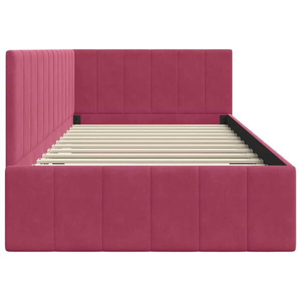 vidaXL Κρεβάτι Γωνίας με κεφαλάρι Μπορντό 90 x 190 cm Βελούδο