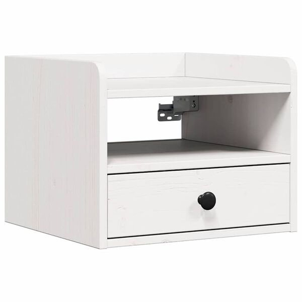 vidaXL Κομοδίνο με συρτάρι Λευκό 38 x 36 x 29.5 εκ Μασίφ ξύλο πεύκου