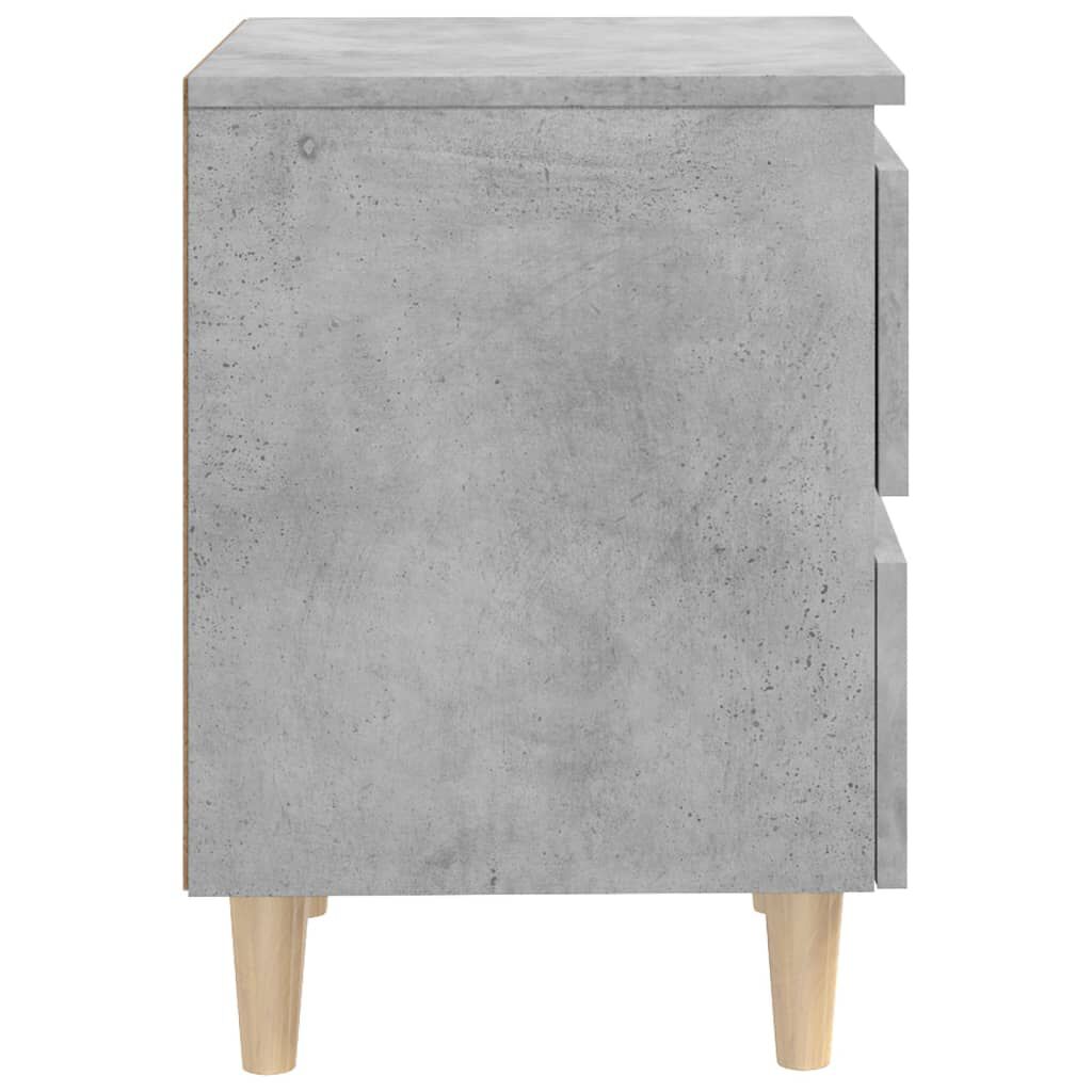 vidaXL Κομοδίνο Γκρι Σκυροδ. 40x35x50εκ. Πόδια από Μασίφ Ξύλο Πεύκου