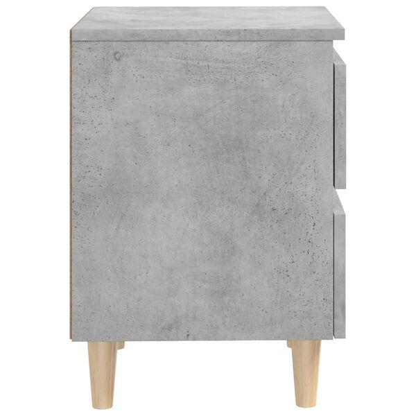 vidaXL Κομοδίνο Γκρι Σκυροδ. 40x35x50εκ. Πόδια από Μασίφ Ξύλο Πεύκου