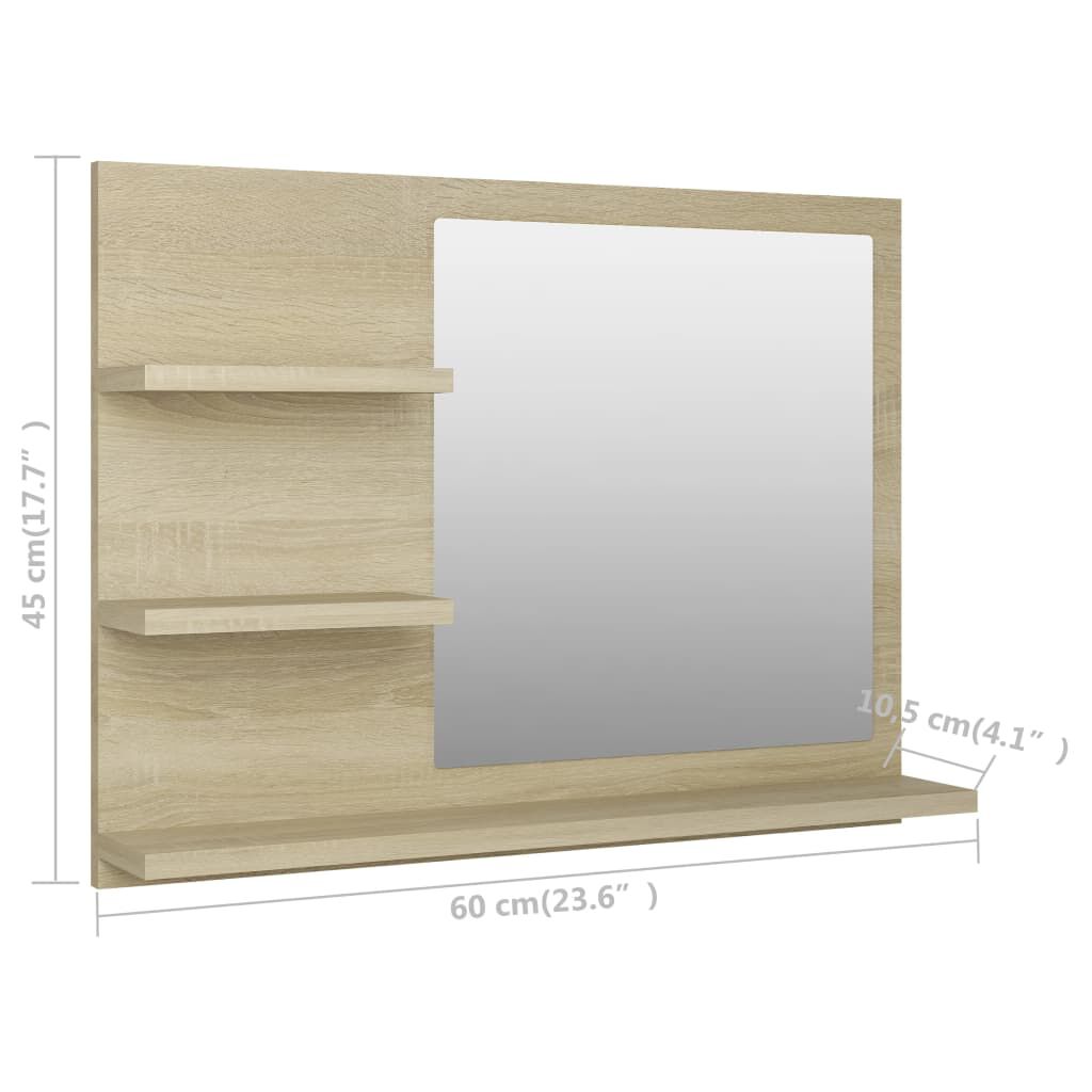 vidaXL Καθρέφτης Μπάνιου Sonoma Δρυς 60 x 10,5 x 45 εκ. Επεξ. Ξύλο