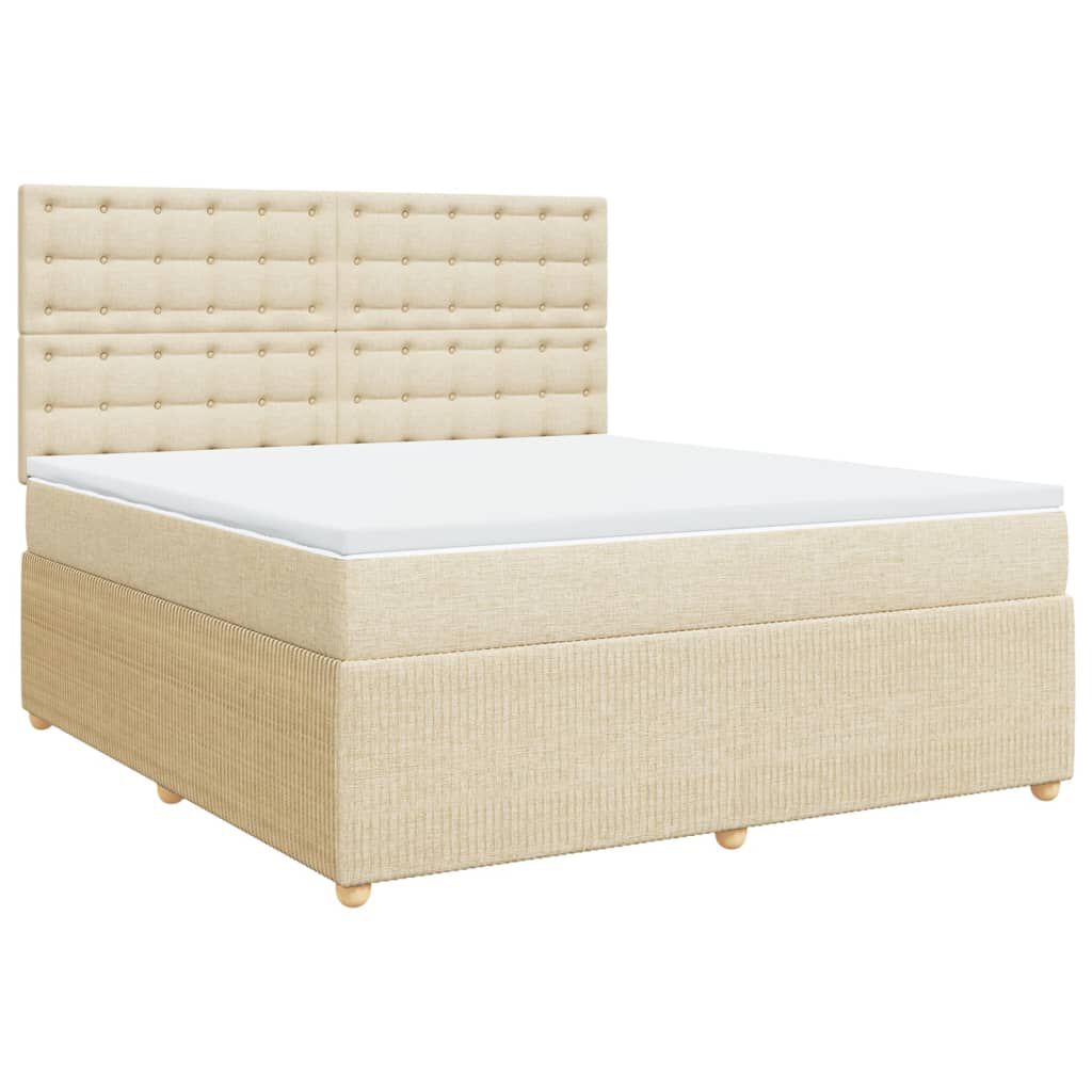 vidaXL Κρεβάτι Boxspring με Στρώμα Κρεμ 180x200 εκ. Υφασμάτινο
