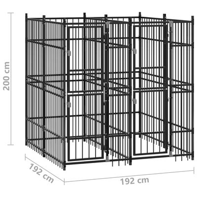 vidaXL Κλουβί Σκύλου Εξωτερικού Χώρου 3,69 μ² από Ατσάλι