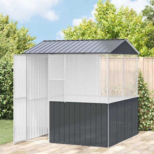 vidaXL Κλουβί Πουλιών Ανθρακί 215 x 209 x 230 εκ Γαλβανισμένος χάλυβας