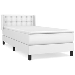 vidaXL Κρεβάτι Boxspring με Στρώμα Λευκό 90x200εκ. από Συνθετικό Δέρμα