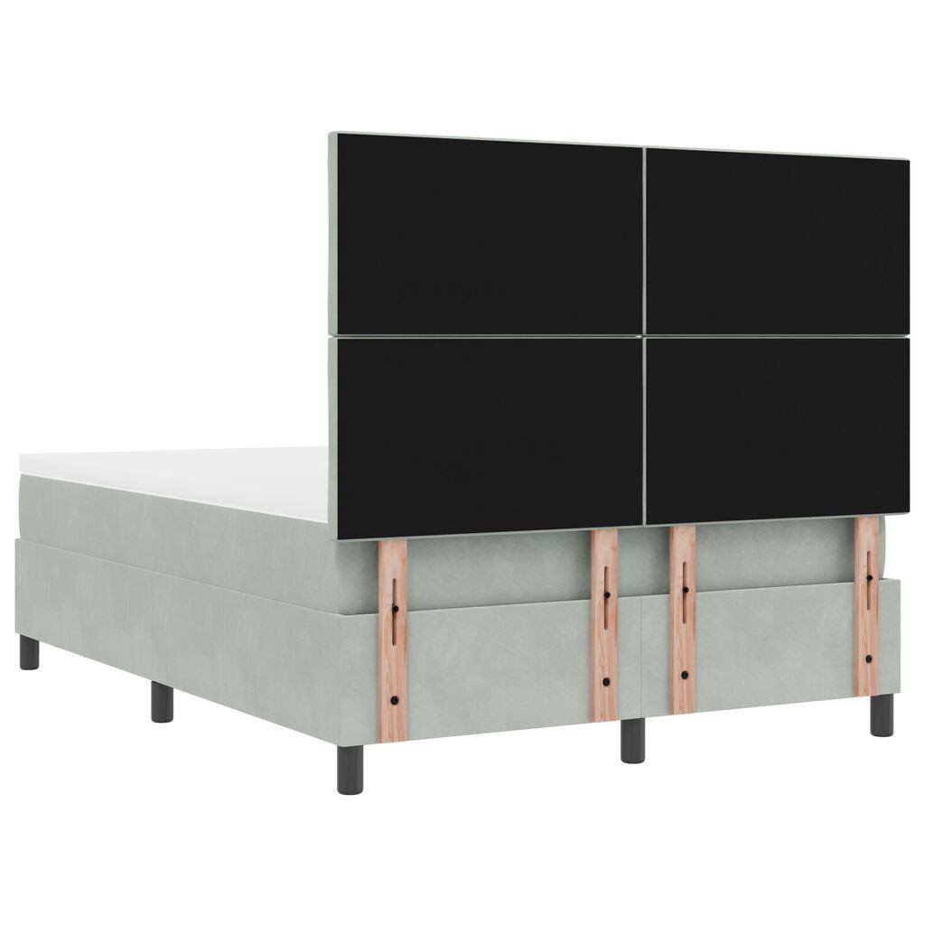 vidaXL Κρεβάτι Box Spring με Στρώμα & Πάγκο Ανοιχτό Γκρι 140x190 εκ. Βελούδο