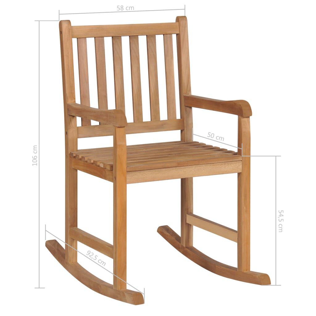 vidaXL Πολυθρόνα Κουνιστή από Μασίφ Ξύλο Teak με Μπλε Μαξιλάρι