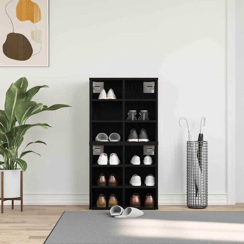 vidaXL Ντουλάπα Παπουτσιών με ράφι 2 pcs Μαύρη δρυς 52 x 30 x 50.5 εκ.