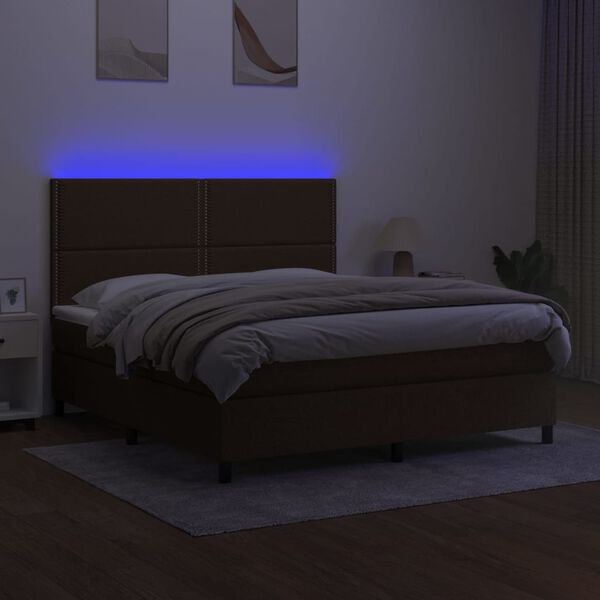 vidaXL &Kappa;&rho;&epsilon;&beta;ά&tau;&iota; Boxspring &mu;&epsilon; &Sigma;&tau;&rho;ώ&mu;&alpha; & LED &Sigma;&kappa;.&Kappa;&alpha;&phi;έ 180x200&epsilon;&kappa;. &Upsilon;&phi;&alpha;&sigma;&mu;ά&tau;&iota;&nu;&omicron;
