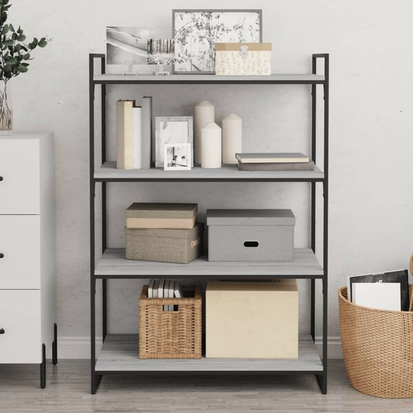 vidaXL Ράφια Τοίχου 4 τεμ. Γκρι Sonoma 80x40x1,5 εκ. Επεξεργ. Ξύλο