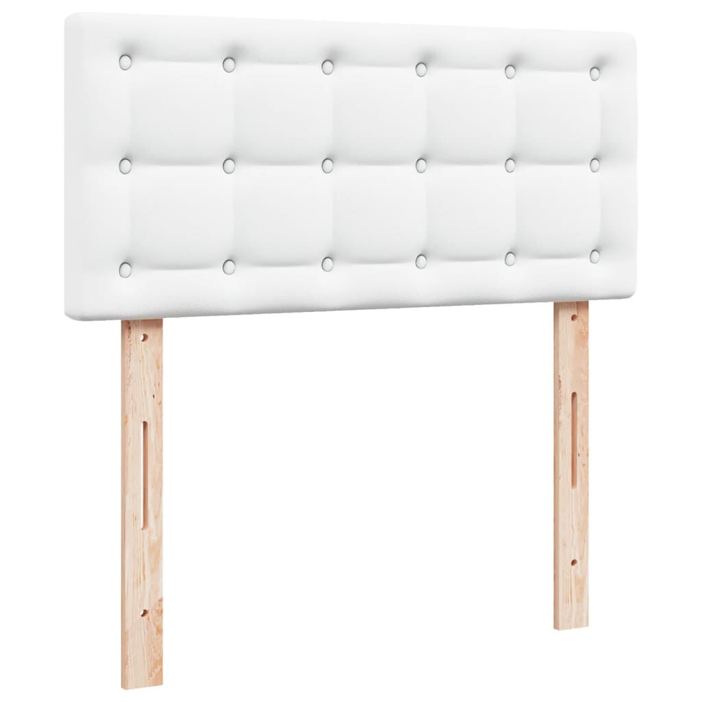 vidaXL Κρεβάτι Boxspring με Στρώμα Λευκό 90x190εκ. από Συνθετικό Δέρμα