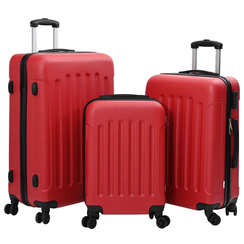 vidaXL Σετ βαλιτσών 3 τεμαχίων Ανθεκτική Κόκκινη 20” 24” 28” ABS