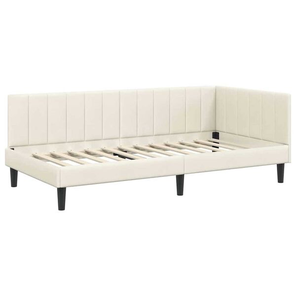 vidaXL Κρεβάτι Γωνίας με κεφαλάρι Κρεμ 90 x 200 cm Βελούδο