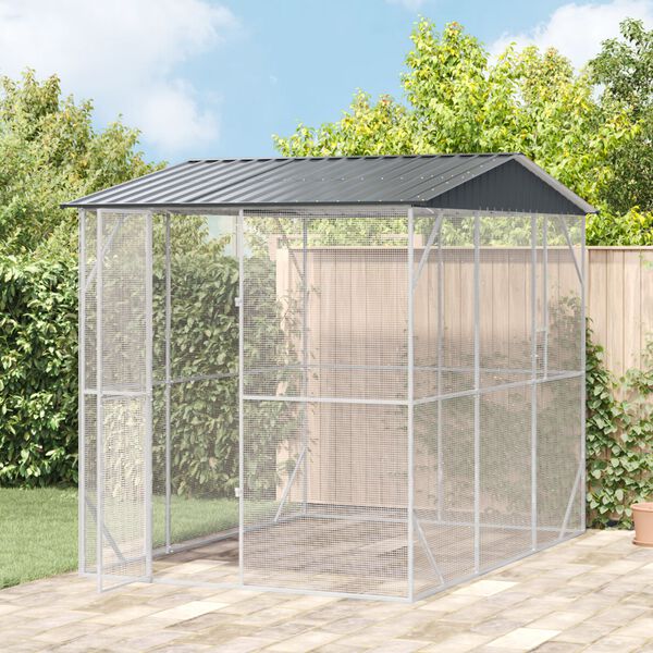 VidaXL Κλουβί πουλιών Ανθρακί 310x227x247 εκ. Χάλυβας