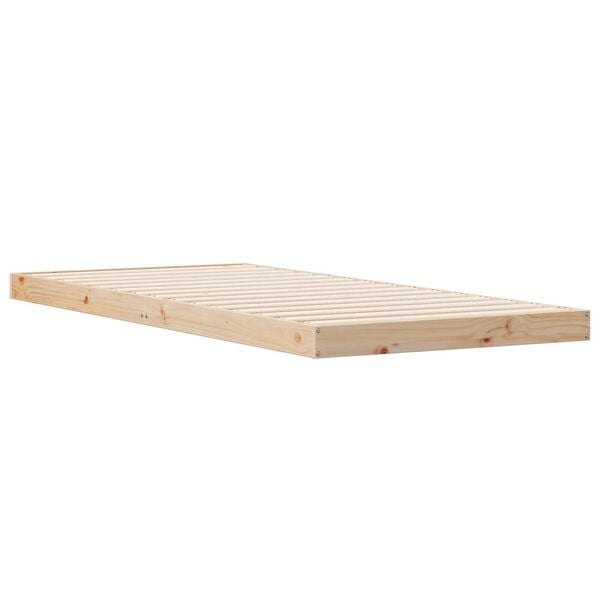 vidaXL Κρεβάτι Δαπέδου Λευκό 100x220 εκ. Μασίφ Ξύλο Πευκό