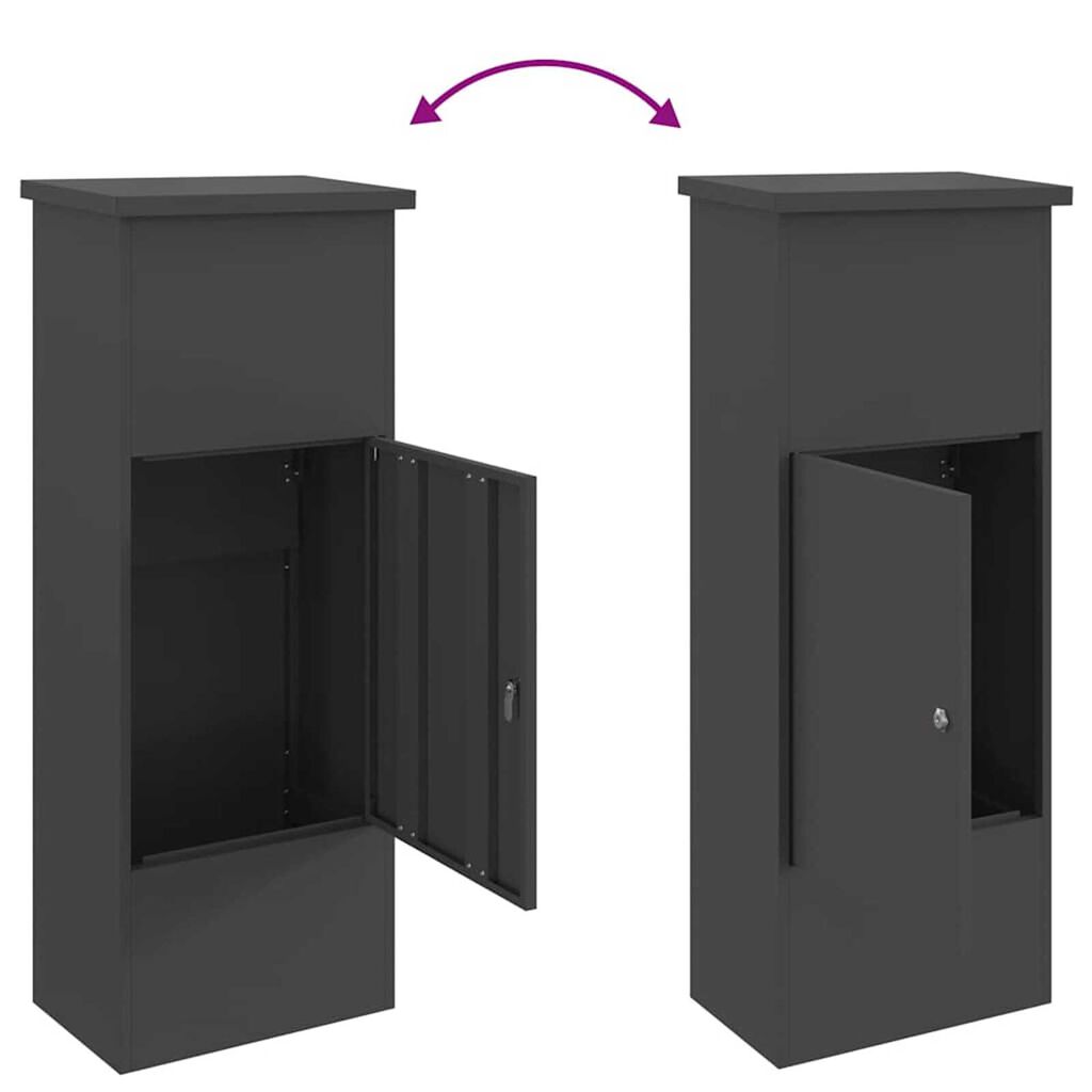 vidaXL Θυρίδα Πακέτων Μαύρο 44.5 x 29 x 110.5 εκ Ατσάλι