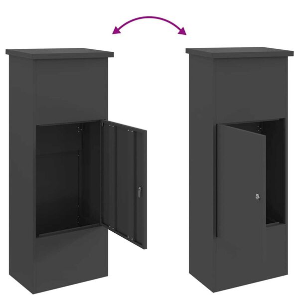 vidaXL Θυρίδα Πακέτων Μαύρο 44.5 x 29 x 110.5 εκ Ατσάλι