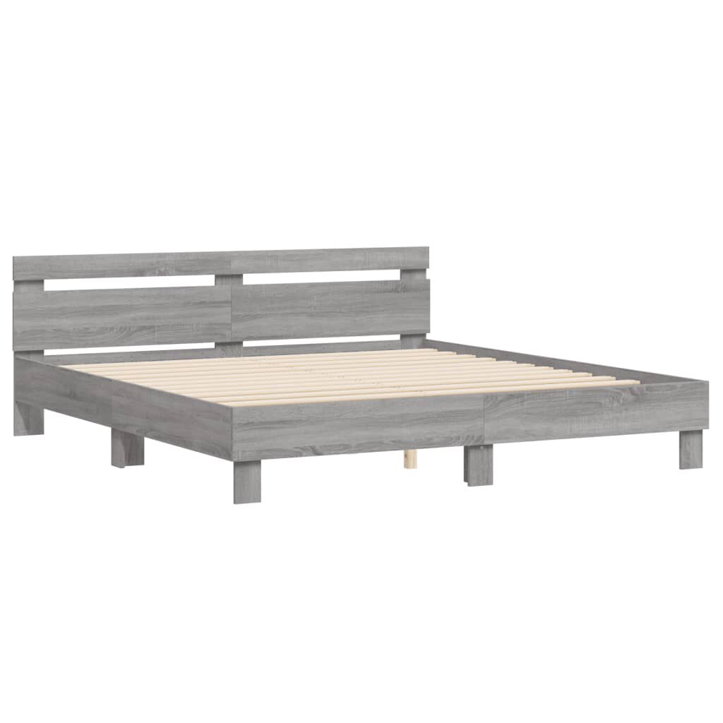 vidaXL Πλαίσιο Κρεβατιού με Κεφαλάρι Γκρι Sonoma 200x200εκ. Επεξ. Ξύλο