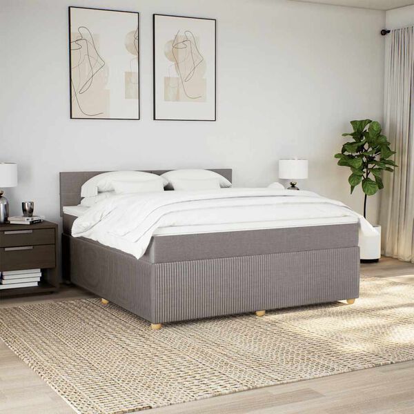 vidaXL &Kappa;&rho;&epsilon;&beta;ά&tau;&iota; Boxspring &mu;&epsilon; &Sigma;&tau;&rho;ώ&mu;&alpha; Taupe 180x200 &epsilon;&kappa;. &Upsilon;&phi;&alpha;&sigma;&mu;ά&tau;&iota;&nu;&omicron;