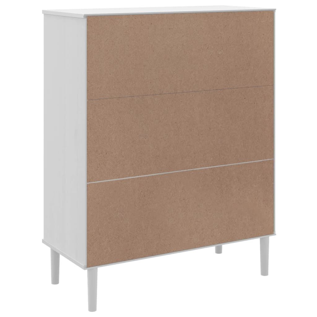 vidaXL Ντουλάπι Ψηλό SENJA Λευκό/Ρατάν 90x40x112 εκ. Μασίφ Ξύλο Πεύκου