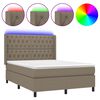 vidaXL &Kappa;&rho;&epsilon;&beta;ά&tau;&iota; Boxspring &mu;&epsilon; &Sigma;&tau;&rho;ώ&mu;&alpha; & LED Taupe 140x190 &epsilon;&kappa;. &Upsilon;&phi;&alpha;&sigma;&mu;ά&tau;&iota;&nu;&omicron;