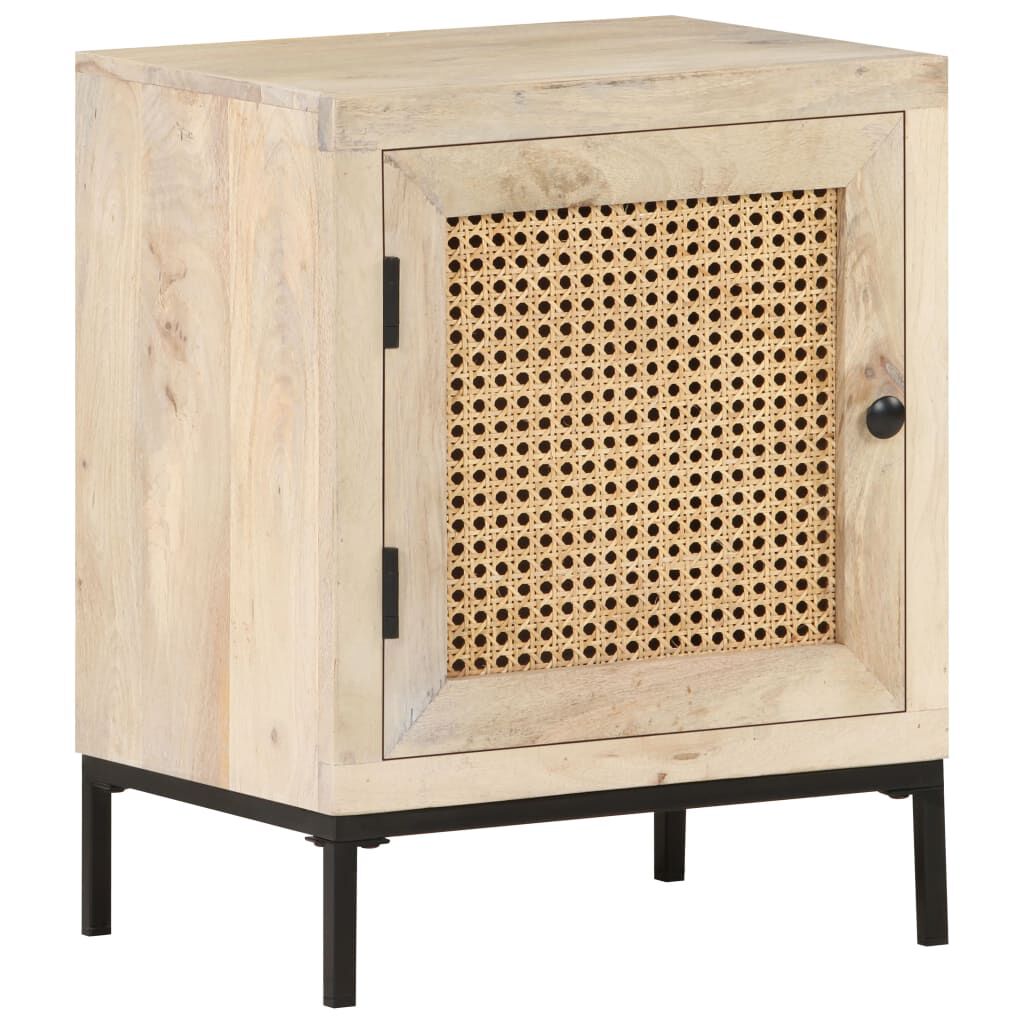 vidaXL Κομοδίνο 40 x 30 x 50 εκ. Μασίφ Ξύλο Μάνγκο/Φυσικό Ζαχαροκάλαμο