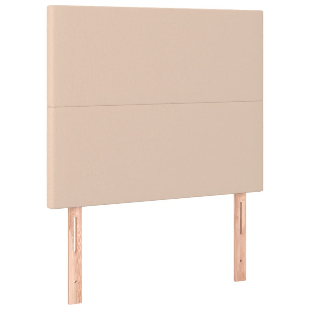 vidaXL Κρεβάτι Boxspring Στρώμα&LED Καπουτσίνο 90x190 εκ. Συνθ. Δέρμα