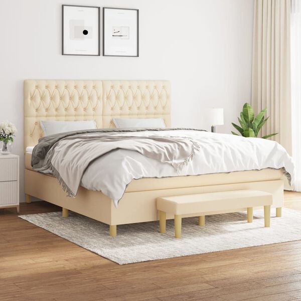 vidaXL &Kappa;&rho;&epsilon;&beta;ά&tau;&iota; Boxspring &mu;&epsilon; &Sigma;&tau;&rho;ώ&mu;&alpha; &Kappa;&rho;&epsilon;&mu; 180x200 &epsilon;&kappa;. &Upsilon;&phi;&alpha;&sigma;&mu;ά&tau;&iota;&nu;&omicron;