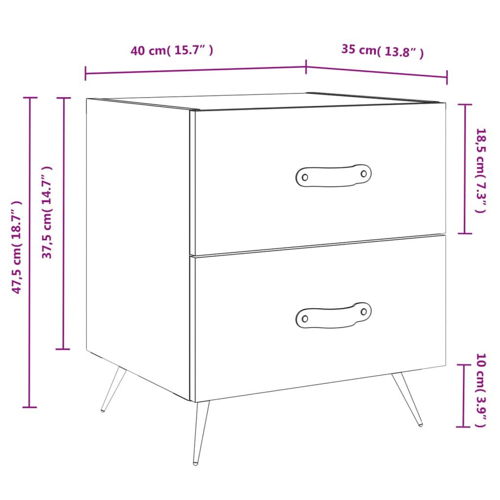 vidaXL Κομοδίνα 2 τεμ. Μαύρα 40 x 35 x 47,5 εκ. από Επεξεργασμένο Ξύλο