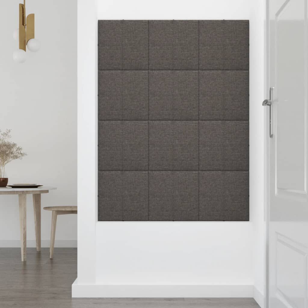 vidaXL Πάνελ Τοίχου 12 τεμ. Σκ. Γκρι 30 x 30 εκ. 1,08 μ² Υφασμάτινα