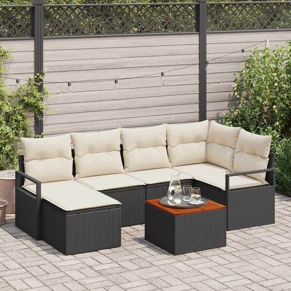 vidaXL Σετ Καναπέ Κήπου 7 pcs Μαύρο και λευκό