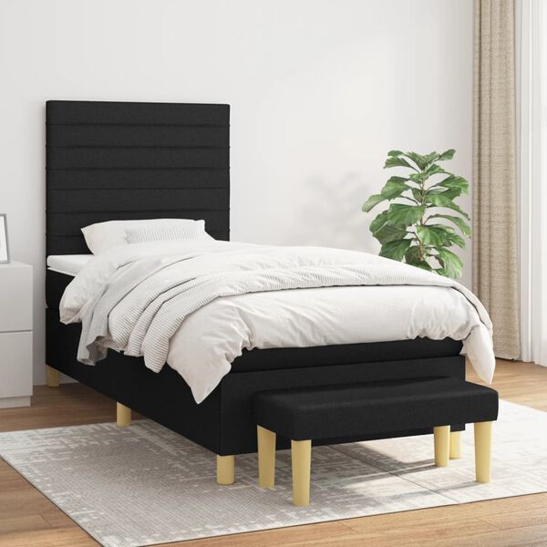vidaXL &Kappa;&rho;&epsilon;&beta;ά&tau;&iota; Boxspring &mu;&epsilon; &Sigma;&tau;&rho;ώ&mu;&alpha; &Mu;&alpha;ύ&rho;&omicron; 100 x 200 &epsilon;&kappa;. &Upsilon;&phi;&alpha;&sigma;&mu;ά&tau;&iota;&nu;&omicron;