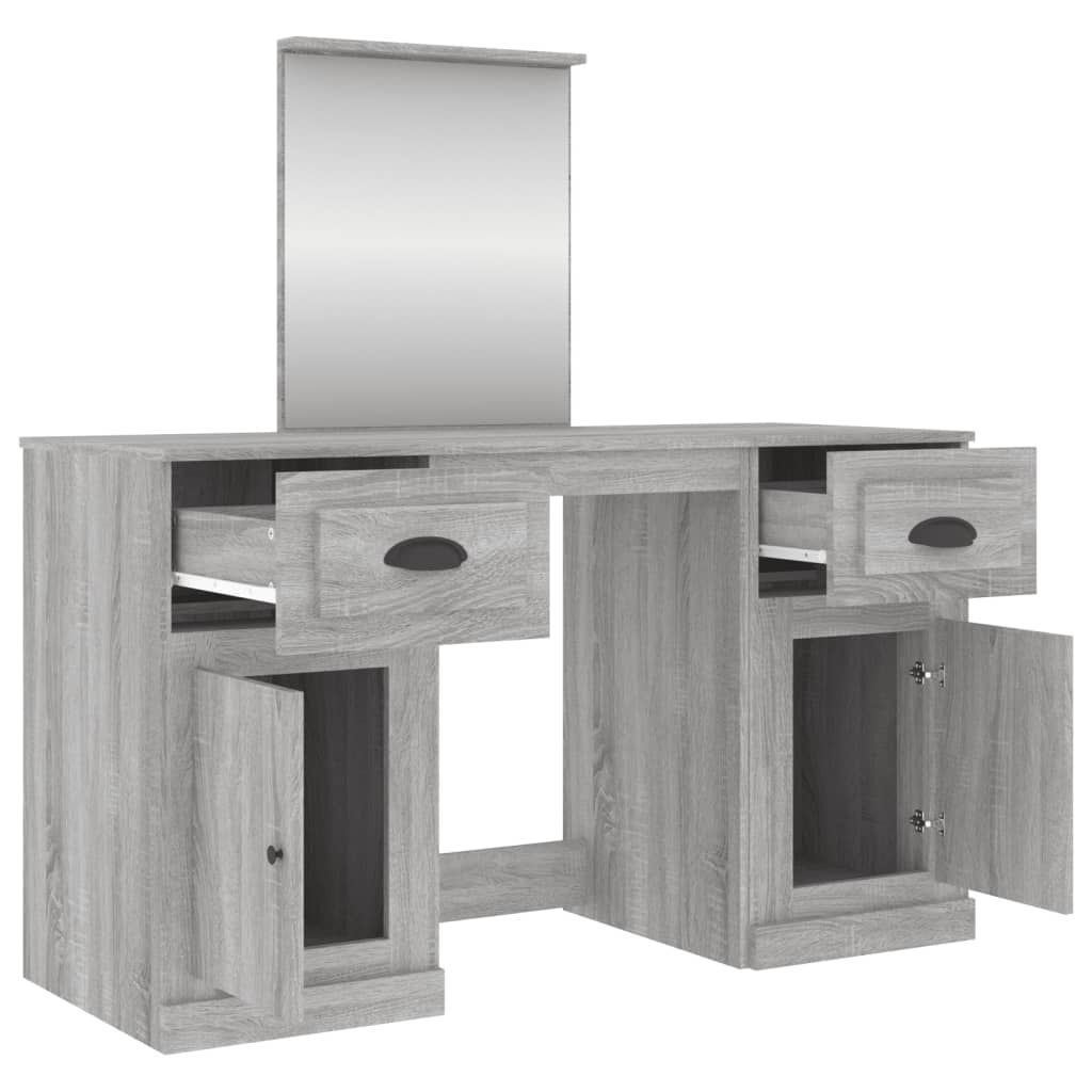 vidaXL Μπουντουάρ με Καθρέφτη Γκρι Sonoma 130x50x132,5 εκ.