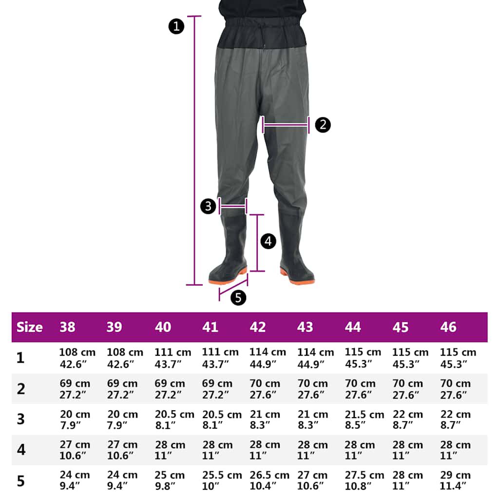 vidaXL Waist Waders με μπότες σκούρο πράσινο μέγεθος 40