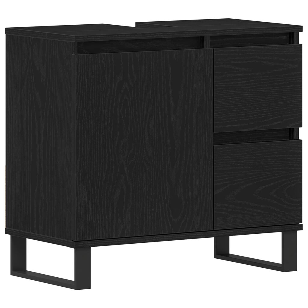vidaXL Ντουλάπι Λεκάνης Μπάνιου Μαύρη Δρυς 65x33x60 εκ Επεξεργασμένο ξύλο