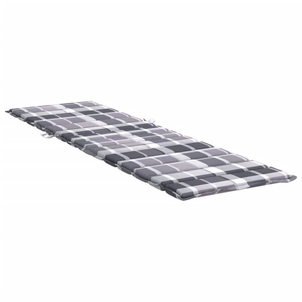 vidaXL Μαξιλάρι Ξαπλώστρας Γκρι Καρό 200 x 60 x 3εκ. από Ύφασμα Oxford
