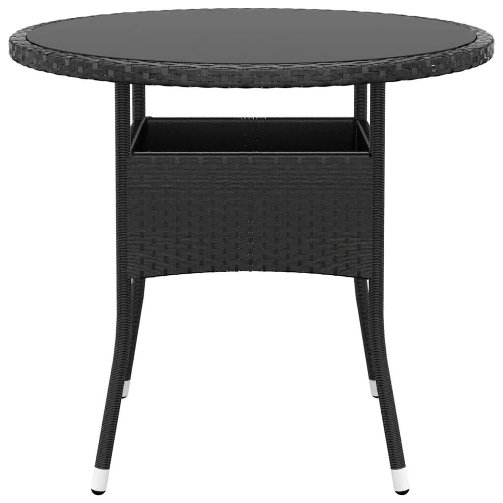 vidaXL Σετ Επίπλων Bistro Κήπου 3 τεμ. Μαύρο Συνθ. Ρατάν/Ψημένο Γυαλί