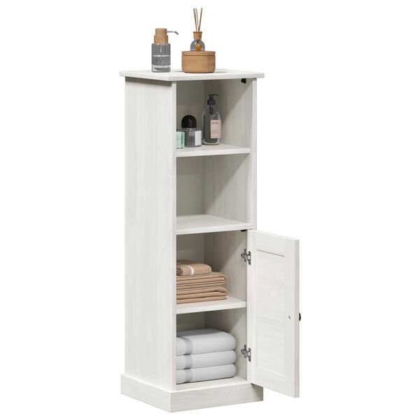 vidaXL Ντουλάπι Μπάνιου Λευκό 37 x 34 x 110 εκ Μασίφ ξύλο πεύκου