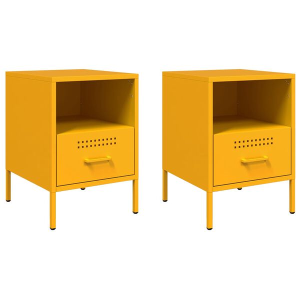 vidaXL Κομοδίνα 2 τεμ. Μουσταρδί 36x39x50,5 εκ. από Χάλυβα