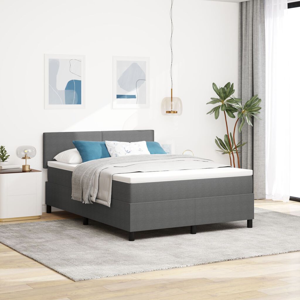 vidaXL Κρεβάτι Box Spring με Στρώμα Σαφρού Γκρι 140x200 εκ. Ύφασμα Κορντούρας