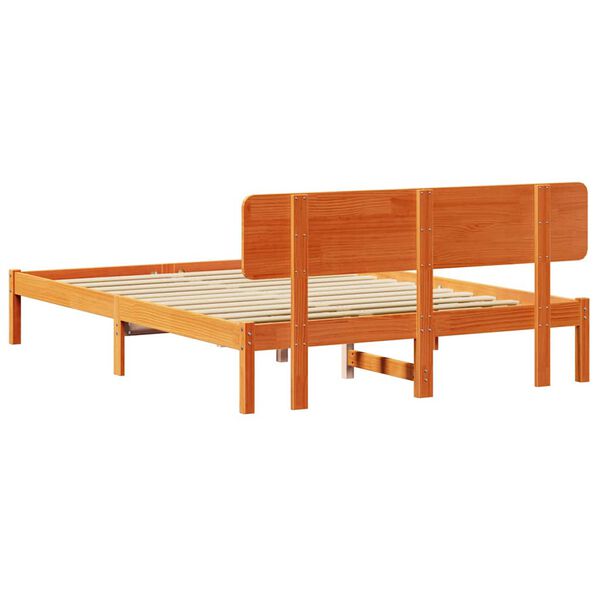 vidaXL Σκελετός Κρεβατιού Κερωτό καφέ 200 x 200 cm Μασίφ ξύλο πεύκου