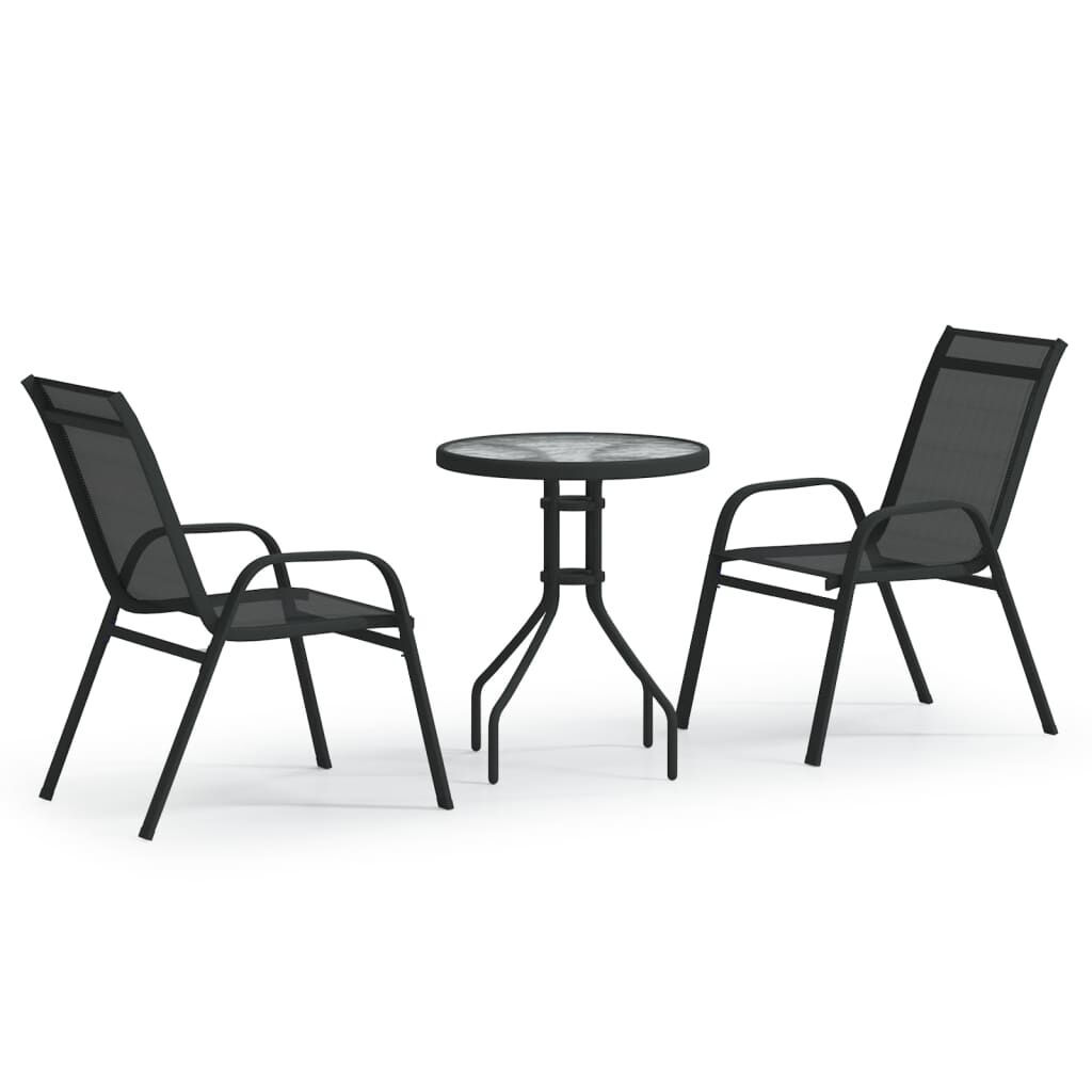 vidaXL Σετ Επίπλων Bistro Κήπου 3 Τεμαχίων Μαύρο