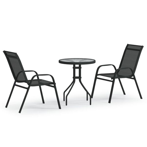 vidaXL Σετ Επίπλων Bistro Κήπου 3 Τεμαχίων Μαύρο