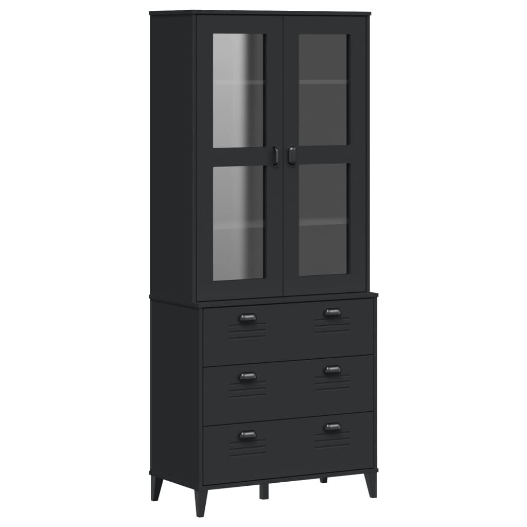 vidaXL Ντουλάπι Ψηλό VIKEN Μαύρος 80x40x190 εκ. από Μασίφ Ξύλο Πεύκου