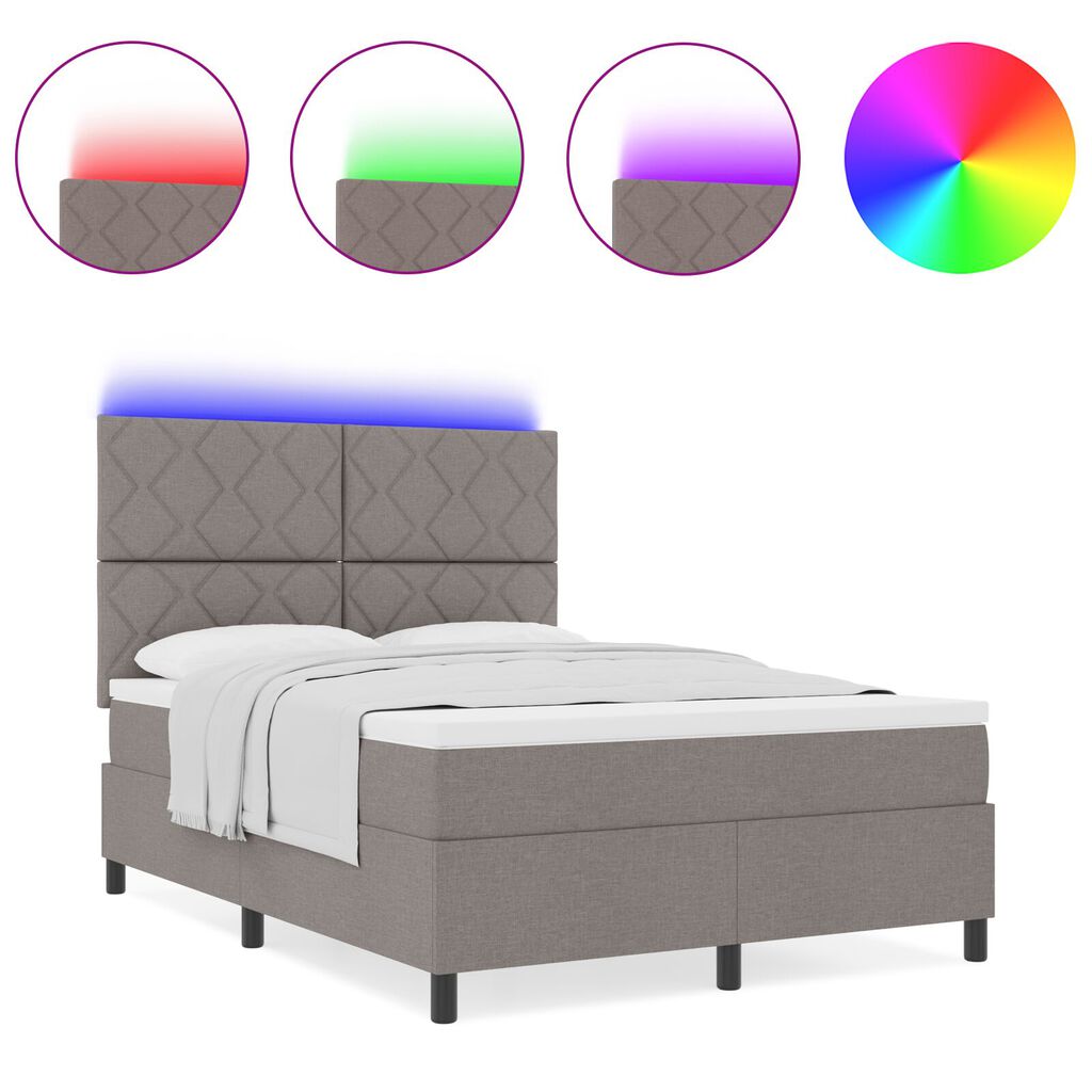 vidaXL Κρεβάτι με Βάση και Στρώμα & LED Ταμπά 160x200 εκ. Υφασμάτινο